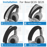 Geekria Flex Fabric Headband Cover Compatible with Bose QuietComfort 35 Series 2 Gaming, QC35II, QC25 Headphones, Head Cushion Pad Protector, Replacement Repair Part, Easy DIY Installation (Black)