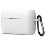 Geekria Silicone Case Cover Compatible with Jabra ELITE 4 Active True Wireless Earbuds, Protective Earphones Skin Cover with Keychain Hook, Charging Port Accessible, Front LED Visible (White)