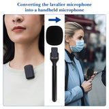 Geekria for Creators Wireless Interview Microphone Adapter, Mic GO Handheld Adaptor with Windscreen, Microphone Handle Mount Compatible with DJI MIC 1, MIC 2, Rode Wireless GO II (Black)