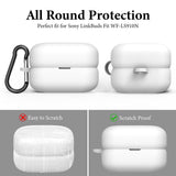 Geekria Silicone Case Cover Compatible with Sony LinkBuds Fit WF-LS910N, True Wireless Earbuds, Protective Earphones Skin Cover with Keychain Hook, Charging Port Accessible (White)