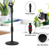 Geekria for Creators Gooseneck Telescoping Tabletop Microphone Stand with Flexible Arm Compatible with Shure KSM11, SM57, TONOR D5, K1 Adjustable Desk Mic Holder with Weighted Base