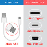 Geekria Micro-USB Headphones Short Charger Cable Compatible with Headphones, Android Phones, Tablets, USB to Micro-USB Replacement Power Charging Cord (1ft / 30cm)