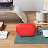 Geekria Silicone Case Cover Compatible with JBL Endurance Race True Wireless Earbuds, Earphones Skin Cover, Protective Carrying Case with Keychain Hook, Charging Port Accessible (Red)