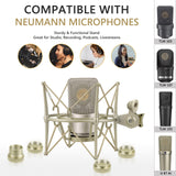 Geekria for Creators Microphone Shock Mount Compatible with Neumann TLM 103, TLM 102, U 87 Ai, TLM 67 Mic Anti-Vibration Suspension Adapter Clamp Mic Holder Clip (Champagne / Metal)