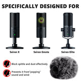 Geekria for Creators Furry Windscreen Compatible with Razer Seiren X, Seiren Emote, Seiren Elite, Mic DeadCat Wind Cover Muff, Windbuster, Windjammer, Fluff Cover Windshield (Grey / 2 Pack)