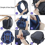 Geekria Shield VR Headset Carrying Case Compatible with Meta Quest 3, 2, Pro, PSVR2, Pico Neo 3, Rift S, Go, HTC VIVE, Customizable Interior & Rain Cover, Large Capacity Backpack (Blue)