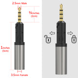 Geekria 2.5mm Male to 3.5mm (1/8'') Female Stereo Audio Jack Adapter, Audio Adapter Conversion Audio Plug, Gold Plated Convert Connector Adapter