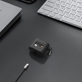Geekria Silicone Case Cover Compatible with JBL Tour Pro2 True Wireless Earbuds, Protective Earphones Skin Cover with Keychain Hook, Charging Port Accessible (Black)