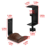 Geekria Wooden Headphones Stand Compatible with Apple AirPods Max, Sony WH-1000XM6 Headphone Hook, Earphones Hanger Mount, Dual-Purpose Aluminum Headset Desktop Clip with Walnut Holder