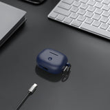 Geekria Silicone Case Cover Compatible with B&W Pi8 True Wireless Earbuds, Protective Earphones Skin Cover with Keychain Hook, Charging Port Accessible, Front LED Visible (Blue)