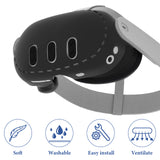 Geekria Silicone VR Headset Protective Shell Compatible with Meta Quest 3, Light & Durable Front Face Cover Accessories, Anti Slip Scratchproof Sleeve Comprehensive Protection for VR (Black)
