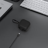 Geekria Silicone Case Cover Compatible with Sony LinkBuds Clip (WF-LC900) True Wireless Earbuds, Protective Earphones Skin Cover with Keychain Hook (Black)