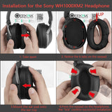 Geekria QuickFit Replacement Ear Pads for Sony WH1000XM2, MDR-1000X Headphones Ear Cushions, Repair Parts (Black)