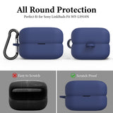 Geekria Silicone Case Cover Compatible with Sony LinkBuds Open WF-L910, True Wireless Earbuds, Protective Earphones Skin Cover with Keychain Hook, Charging Port Accessible (Blue)