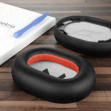 Geekria QuickFit Replacement Ear Pads for Plantronics BackBeat PRO 2/PRO 2 Special Edition, Voyager 8200 UC Headphones Ear Cushions (Black/Red)