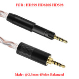 Geekria Apollo Copper Silver Braid Upgrade Audio Cable Compatible with Sennheiser HD 620S/599/598/550/505, 2.5mm Replacement Headphones Cord for Hi-Resolution Audiophile (4ft/1.2m)