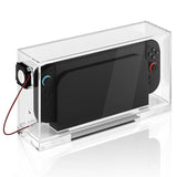 Geekria Switch Dock Cooling Dust Cover for Desktop, Acrylic Protective Case with Quiet Cooling Fan, Compatible with Nintendo Switch2/ OLED Docking Station, Anti-Scratch (Clear)