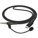 Geekria Boom Mic Headphones Cable Compatible with Sony WH-1000XM5, Skullcandy Crusher ANC 2, Beats Solo 4, USB C Jack Replacement Cord with Boom Microphone for Gaming & Meeting (5.6 ft)