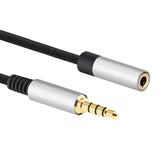 Geekria 3.5mm (1/8'') Male to 3.5mm (1/8'') Female Headphones Plug Adapter, Conversion Audio Plug, Braided Nylon Cord Compatible with Tablet, Laptop, Computer, Projector, PC (12ft/360cm)