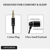 Geekria Sleep Earbuds for Side Sleepers, Wired Noise Isolating Earplugs with Mic & Volume Control, Ultra Mini Lightweight Aluminum Earphones, 3.5mm Jack for ASMR, White Noise (Black / 3.9FT)