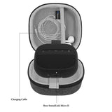 Geekria Hard Shell Carrying Case Compatible with Bose SoundLink Micro II Bluetooth Speaker, Portable Travel Bag with Cable Storage, Protective Cover with Keychain Hook (Dark Grey)