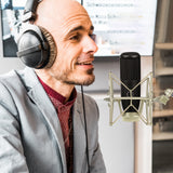 Geekria for Creators Microphone Shock Mount Compatible with AKG P120, P220, Perception 220 P420, P820, P8207, Mic Anti-Vibration Suspension Adapter Clamp Mic Holder Clip (Champagne / Metal)