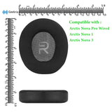 Geekria Sport Cooling-Gel Replacement Ear Pads for SteelSeries Arctis Nova Pro Wired/ Nova1/ Nova3/ Nova7, Turtle Beach Airlite Fit Wired Gaming Headphones, Ear Cushions (Black)