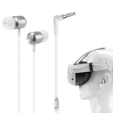 Geekria VR Headset Audio Cable Compatible with Meta Quest 3, Short Earbuds with S / M / L Size Ear Tips, 3.5 mm Aux 360 Degree Sound Earphone (Silver)