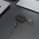 Geekria Silicone Case Cover Compatible with TOZO NC2 True Wireless Earbuds, Earphones Skin Cover, Protective Carrying Case with Keychain Hook, Charging Port Accessible (Black)