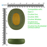 Geekria QuickFit Replacement Ear Pads for Skullcandy Crusher Wireless/EVO/ANC, Hesh 3/EVO/ANC, Venue ANC Headphones, Repair Parts (Green)