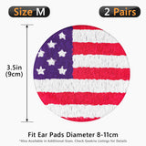 Geekria 2 Pairs  Flex Fabric Headphones Ear Covers - Product Safety Certified - Washable & Stretchable Earcup Protectors for Over-Ear Headsets, Sweat Pads for Gym (M/America Flag Pattern)