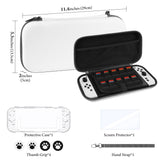 Geekria Protective Set Compatible with Nintendo Switch 2, Travel Carrying Case & HD Clear Screen Protector, Including Non-Slip Rocker Cover, Game Accessories Kit (White)