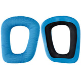 Geekria QuickFit Mesh Fabric Replacement Ear Pads for Logitech G930, G430, G432, G332, G35, F450 Headphones Ear Cushions, Repair Parts with Video Guide (Blue)