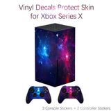 Geekria Skin Stickers Compatible with Microsoft Xbox Series X Console, Whole Body Protective Vinyl Decal Cover with 2 Wireless Controller Decals (Starry Blue)