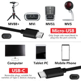 Geekria for Creators USB-C to Micro USB Microphone Cable, Compatible with Shure MV7, MV88+, MV5, MV51, MVi, Replacement Mic Cord 3.3 ft / 100 CM (Black)
