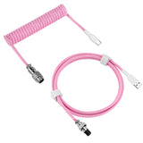 Geekria Coiled USB-C Gaming Keyboard Cable with Aviator Connector, 5-Pin Braided Double-Sleeved Mechanical Keyboard Cable Compatible with Keychron K8 K7 K6Pro, Logitech G715 G713 (Pink 5FT)