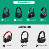 Geekria Shield Headphones Case Compatible with Anker Soundcore Q11i, Life Q20, Life Q30, Space Q45, Replacement Protective Hard Shell Travel Carrying Bag with Cable Storage (Light Grey)