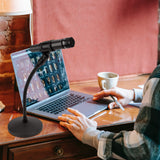 Geekria for Creators Gooseneck Tabletop Microphone Stand with Flexible Arm, Adjustable Desk Mic Holder with Weighted Base, Compatible with Shure KSM11, SM57, TONOR D5, K1