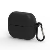 Geekria Silicone Case Cover Compatible with SAMSUNG Galaxy Buds 3 / Buds 3 Pro True Wireless Earbuds, Protective Earphones Skin Cover with Keychain Hook, Charging Port Accessible (Black)