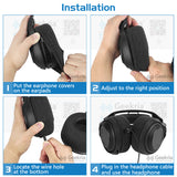 Geekria 2 Pairs Flex Fabric Headphones Ear Covers (Product Safety Certified), Washable & Stretchable Protectors for Over-Ear Headsets, Sweat-Resistant (Size L / Black)