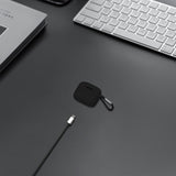Geekria Silicone Case Cover Compatible with JBL TUNE BUDS True Wireless Earbuds, Protective Earphones Skin Cover with Keychain Hook, Charging Port Accessible (Black)