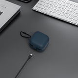 Geekria Silicone Case Cover Compatible with Sony LinkBuds Clip (WF-LC900) True Wireless Earbuds, Protective Earphones Skin Cover with Keychain Hook, Charging Port Accessible (Dark Blue)