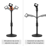 Geekria for Creators Gooseneck Telescoping Tabletop Microphone Stand with Flexible Arm Compatible with Shure KSM11, SM57, TONOR D5, K1 Adjustable Desk Mic Holder with Weighted Base