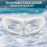 Geekria Sweat Proof Silicone Face Cover Pad Compatible with Pico Neo 4 Protective Lens Cover Accessories, Washable Lightproof Anti-Leakage Fit for Pico Neo 4, Replacement Accessories (White)