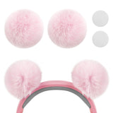 Geekria Round Fluffy Headphone Headband Decoration, Cute Kawaii Adhesive Charm, Compatible with Sony, Skullcandy, Beats, Turtle Beach, Philips, Microsoft, and Most Headphones (Pink)