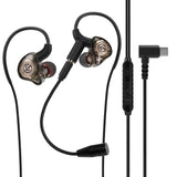 Geekria Gaming Earbuds with Detachable Mic, USB-C Wired In-Ear Headset, Noise-Isolating Stereo Bass Earphones Compatible with Phones, PCs, Laptops, and Other Gaming Devices (Black/ 4.9FT)