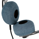 Geekria 2 Pairs Knit Headphones Ear Covers - Product Safety Certified - Washable & Stretchable Sanitary Earcup Protectors for On-Ear Headsets, Sweat Pads for Gym, Meeting (Size S / Blue)