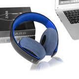 Geekria 2 Pairs Knit Headphones Ear Covers (Product Safety Certified), Washable, Stretchable, Sweat-Resistant Protectors for Over-Ear Headphones (Size L / Blue)
