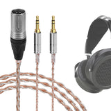 Geekria Apollo 4-Pin XLR to Dual 3.5mm Balanced Headphone Cable, Silver-Plated Replacement Cord Compatible with HIFIMAN Sundara Edition XS Ananda Arya HE400se, Denon D7200 D5200, 1.5m/4.9ft