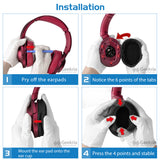 Geekria QuickFit Replacement Ear Pads for Sony MDR 100ABN WH H900N Headphones Ear Cushions, Headset Earpads, Ear Cups Cover Repair Parts (Red)